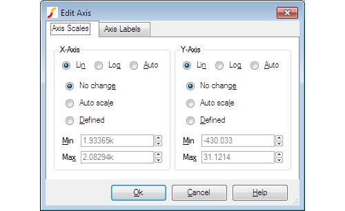 12.6. Graph Layout The function of the Axis scales sheet and axis labels sheet is similar to the sheets of the same name in the define curve dialog box.
