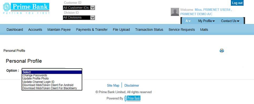 following image shows what you will view when you login. You will view your accounts on the dashboard page.