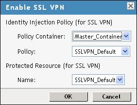 Creating a Protected Resource and an Identity Injection Policy for the SSL VPN Server 1 In the Proxy Service List, select the sslvpn.
