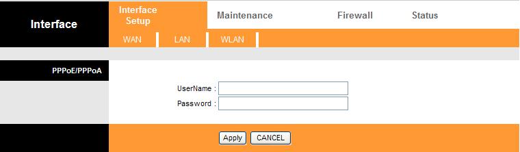 Interface Setup You can set WAN\ LAN\WLAN under Interface Setup WAN Make