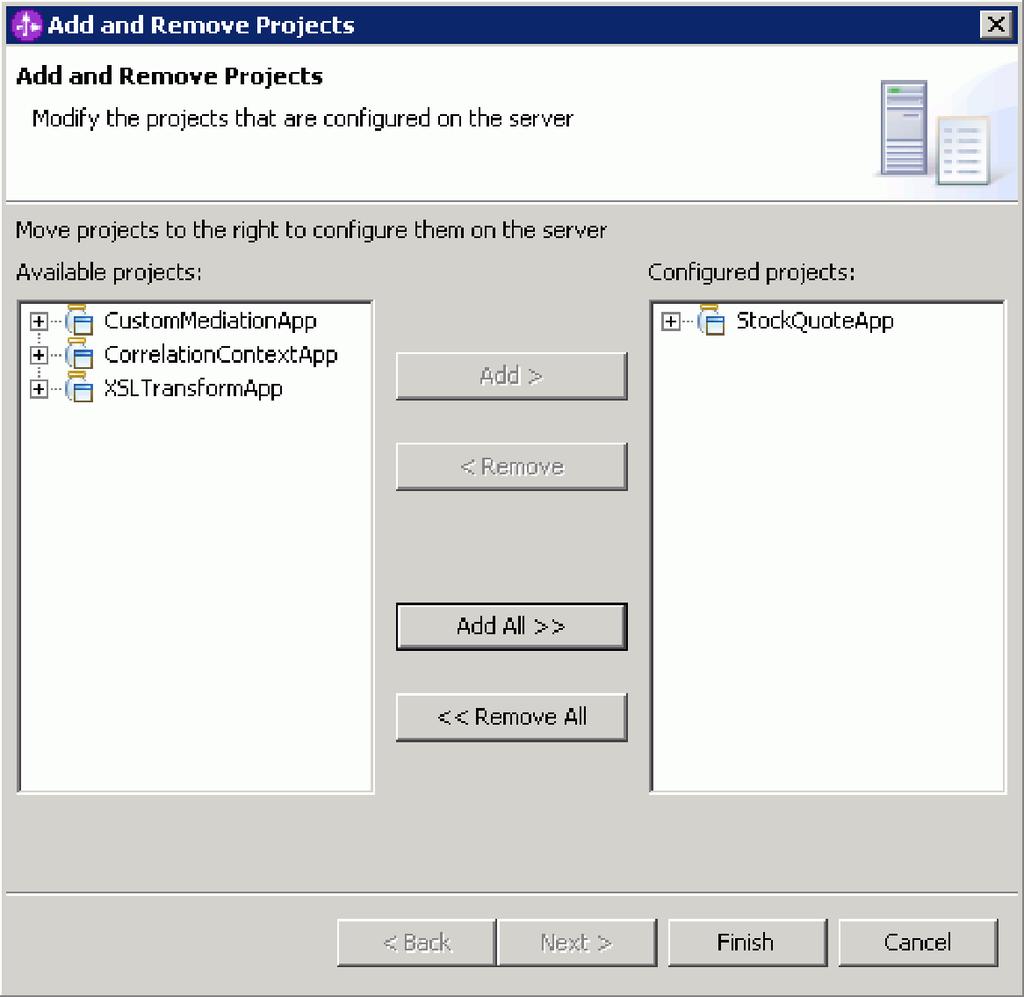 2. When the project is finished publishing go back to the command prompt and: v If you started WebSphere Process Server run: WIDInstallDir/runtimes/bi_v61/bin/wsadmin -f post-wid-install.