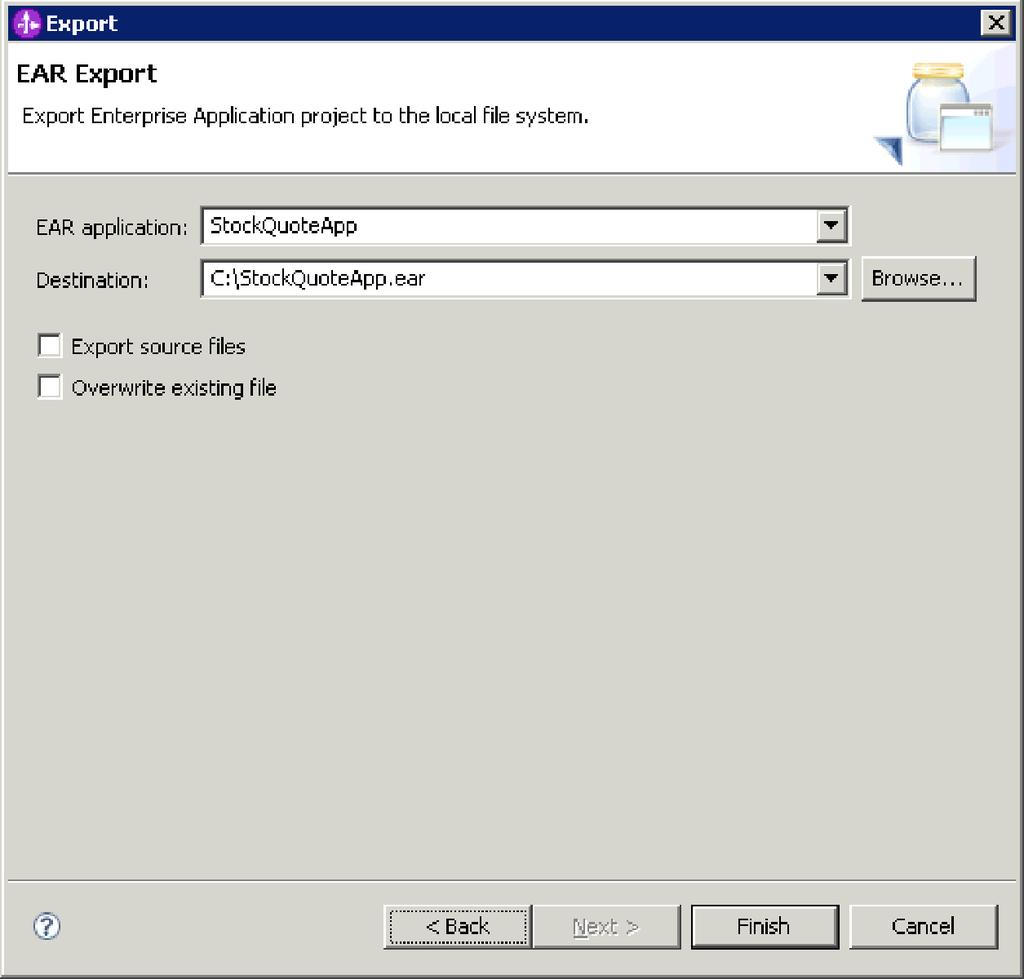 3. Install the exported EAR file on the WebSphere ESB