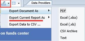 Export Document As a document can include multiple reports shown as
