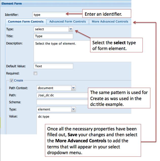2. To add terms to your select form field you need to click on the More Advanced Controls