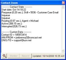 Contact List Contact List: Contact Zoom Right-click on the report, the Contact List report menu opens: Click Contact Zoom, the Contact Zoom screen opens: The Contact Zoom screen displays a contact s