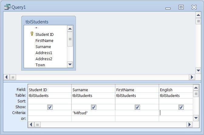 Adding Criteria Using Comparison Operators Criteria expressions are short statements that tell MS Access what subset of your data you want to see.