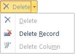 To delete a record: 1. Click the Home tab. 2. In the Form View, position the cursor in any field of the record to be deleted. 3.