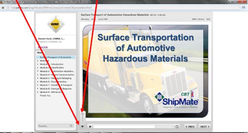 Step #9 A new window will now open, and the Surface Transportation of Automotive Hazardous Materials course will now launch.