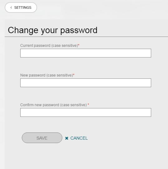 To Change Your Password. To change your password perform the following steps. Step 1 Access the Home menu and select SETTINGS. 2 Select the PASSWORD tile. 3 A Change Password postcard is displayed.