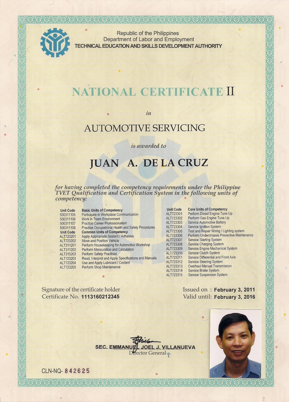 A National Certificate is issued when a candidate has demonstrated