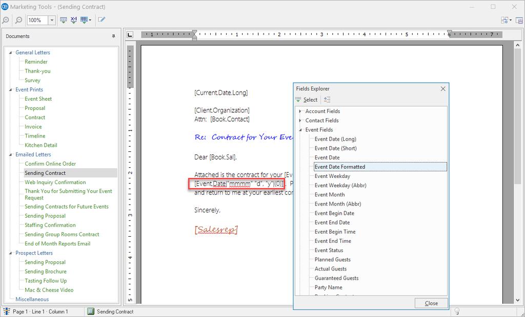 Unit 1: Creating New Merge Documents 3. Click the expand button to the left of a particular category of fields (e.g., Event Fields, Financial Fields, etc).