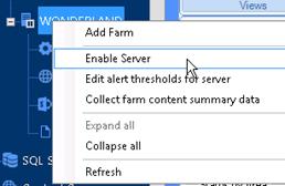 Server. In the Management Console tree, select Servers, in the Servers view select the server for which you want to enable data, then choose Enable Server.