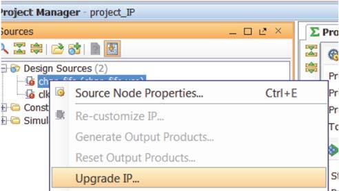 Reporting IP Status and Upgrading IP From here you can selectively upgrade IP. By right-clicking an IP you can view the change log (or press the More Info hyperlink) or product guide for an IP.