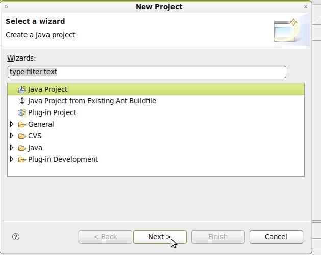 Choose Project Type Choose project type as Java