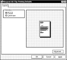 If you are using Windows 2000 or XP the window on the right will open. Clicking on Advanced will open the Options window.