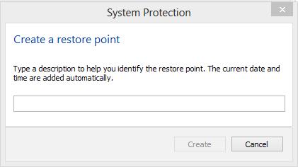 SYSTEM RESTORE, BACKUP & SECURITY Step 9: Next you will need to create a name for the restore point then click on Create. Ex. 12/12/2012.