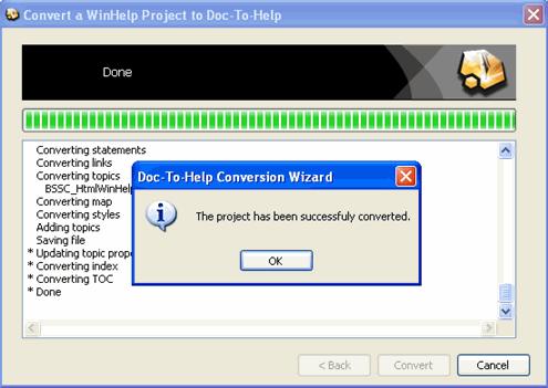 10 A Guided Tour of Doc-To-Help 8. Click the Close button to close the Convert dialog box. Your new Doc-To-Help project opens in the project editor.