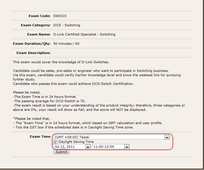 2. Click the Submit button to complete the examination scheduling. Doc Version 2.
