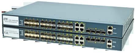 Features Specifications EN50121-4 EN61000-6-2 EN61000-6-4 IPv6 SmartView u- 24x 100/1000Base-X SFP with 4xGbE Combo plus 4x 10GbE SFP+ Core ICS-G24S2X 24x 100/1000Base-X SFP with 4xGbE Combo plus 2x