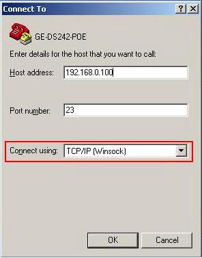 Figure 10: The Connect to dialog window Log on to the Console Make sure the device finished booting. Once the telnet has connected to the device, the hyper terminal will display the login request.