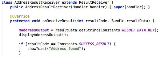 Handling Results (1) ResultReceiver in your Activity Subclass
