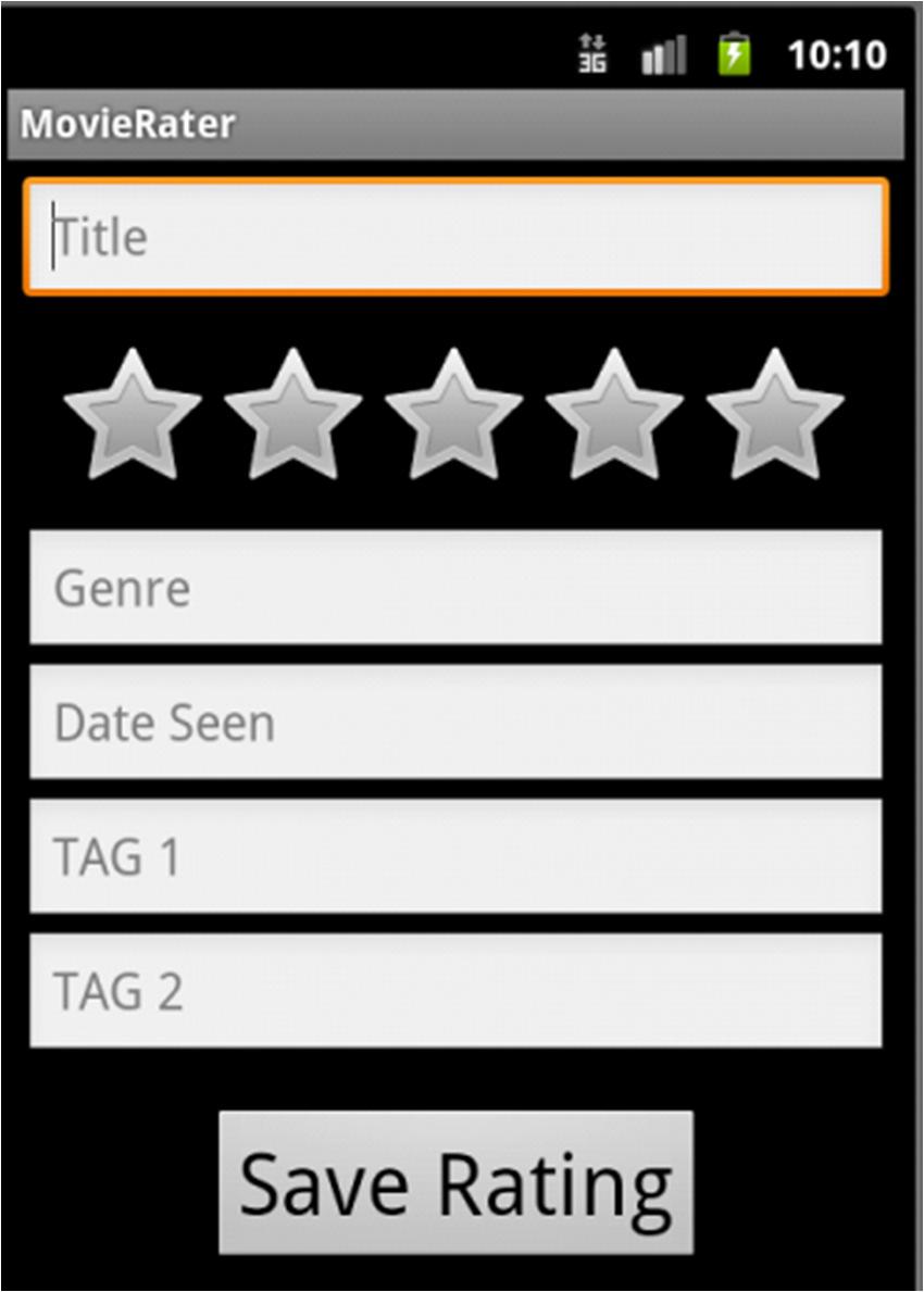 Add Rating fields are blank AddEditRating Consider adding a button for date