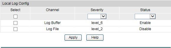 Module: Severity: Content: Displays the module which the log information belongs to. You can select a module from the drop-down list to display the corresponding log information.