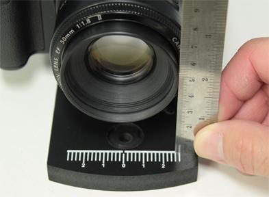 Your goal now is to try to put the center of your camera's lens so it is directly in line with the O mark at the end of