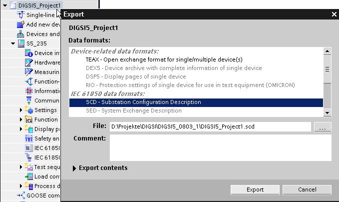Click with the right mouse button on the project name and select Export.