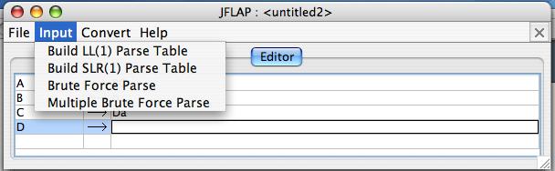 Yet More JFLAP JFLAP also has a grammar button. If you click on it you can then specify a grammar.