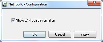 When the Show LAN board information check box is selected, the LAN interface board