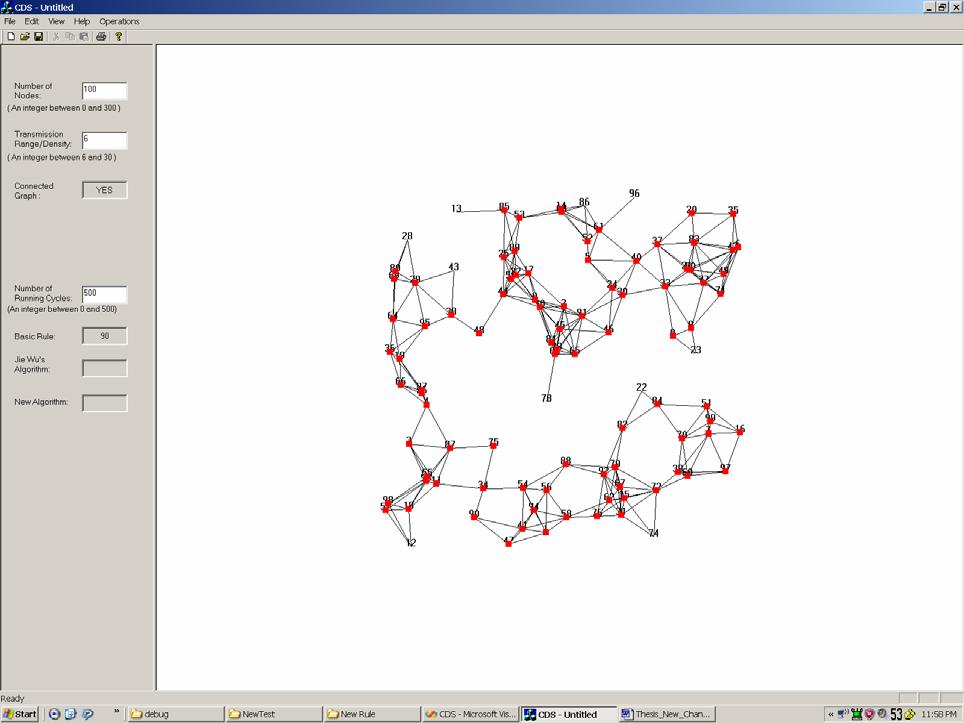 25 Figure 4.4: Mark dominating set nodes using basic rule Initially all the nodes are unmarked. Use the basic marking rule to mark dominating nodes in red.