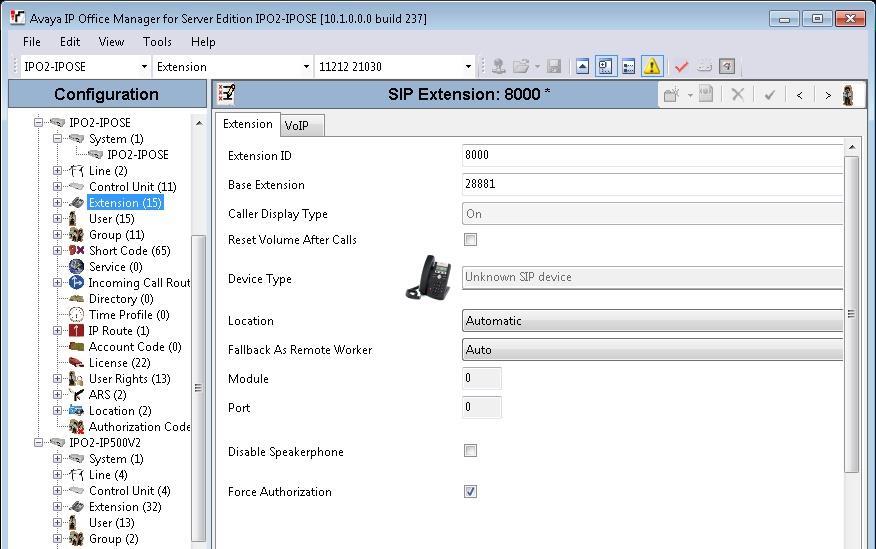 5.4. Administer SIP Extensions From the configuration tree in the left pane, right-click on Extension under the IP Office system that will be used for SIP user connections with DuVoice, in this case