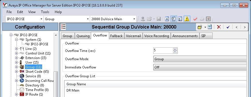 In the Overflow Group List sub-section, add a desired group for