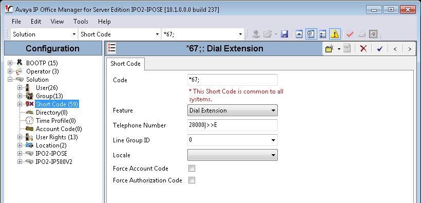 Create one common short code for use as Forward Number for all users that use DuVoice for voicemail. For Telephone Number, 28000 is the hospitality group extension from Section 5.6.
