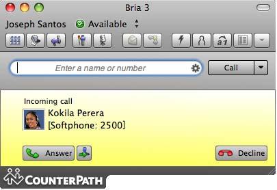 3.3 Handling Incoming Calls Bria 3 for Mac User Guide Enterprise Deployments Bria must be running to answer incoming calls.
