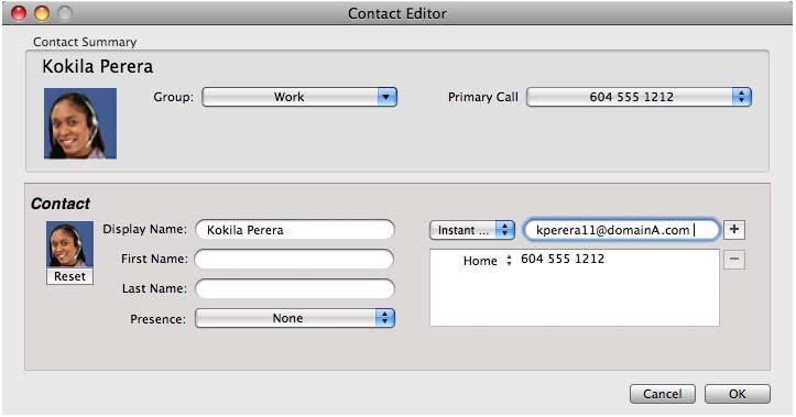 CounterPath Corporation Example Contact in an Enterprise that Uses XMPP for Presence This example shows