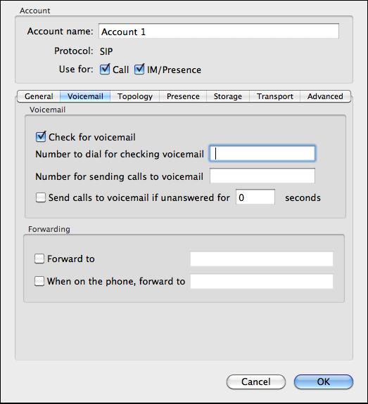 Bria 3 for Mac User Guide Enterprise Deployments SIP Account Properties Voicemail In general, your system administrator will provide the values for fields in this tab.
