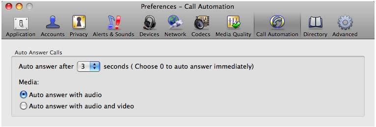 Bria 3 for Mac User Guide Enterprise Deployments Preferences Call Automation These settings let you configure how you want auto answer to