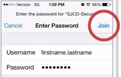 Enter the same username and password that