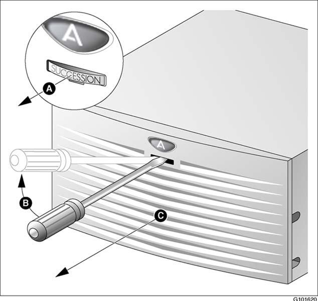 Introduction Remove the front bezel from the Media Gateway or Media Gateway Expansion as shown in the diagram on the next page. a. Use a slot screwdriver to gently pry off the label. b. Insert the screwdriver approximately 2 cm (0.