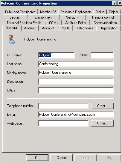 Polycom Conferencing for Microsoft Outlook Task 1: Create the Polycom Infrastructure Account and Mailbox In Microsoft Exchange, create a standard user mailbox and account, using an email address such