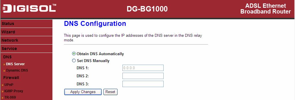 3.5.1.1 DNS Click DNS in the left pane, the page shown in the following figure appears.