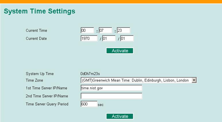Time EDS-726 has a time calibration function based on information from an NTP server or user specified Time and Date information.