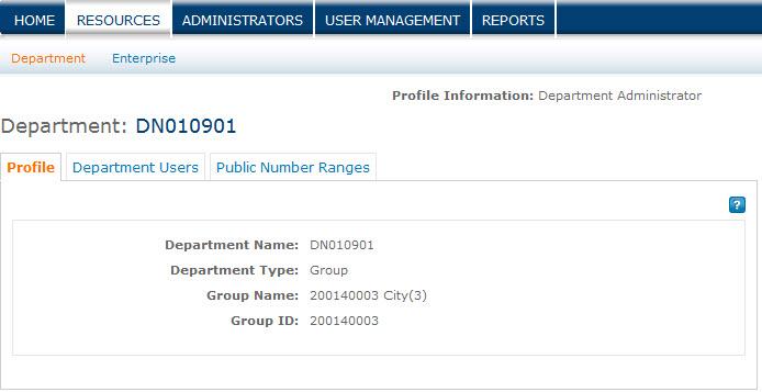 Department Page As a Department Administrator for the AT&T IP Flexible Reach Customer Portal, you can use the Department page to view your department's profile, access user information, and view