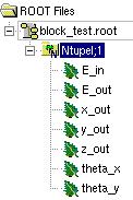 An ntuple In the browser, double-click on the file name (under ROOT Files ) and then the ntuple name This shows the structure of your saved TNtuple object The TFile object The TNtuple object