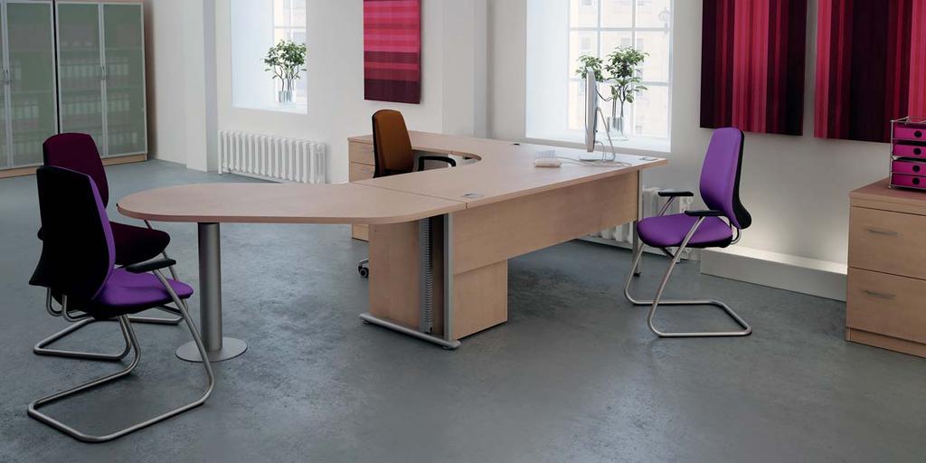Crescent Workstation Suitable for any managerial or executive position, the Crescent Workstation provide s space and functionality for the individual.