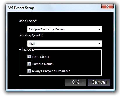 SkyPoint Viewer User Manual Exporting Figure 6 AVI Export Setup a.