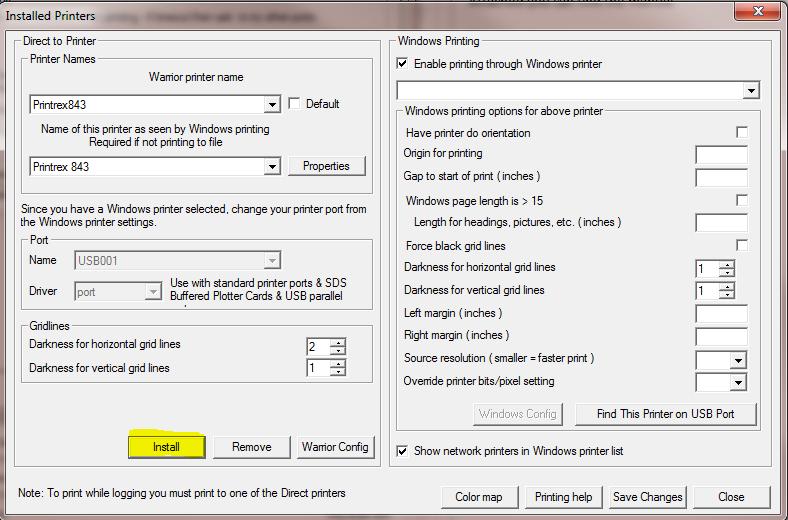 3.3.3 Plotting Installing a Direct Warrior Printer From the Warrior Control Panel, click the Plot tab.