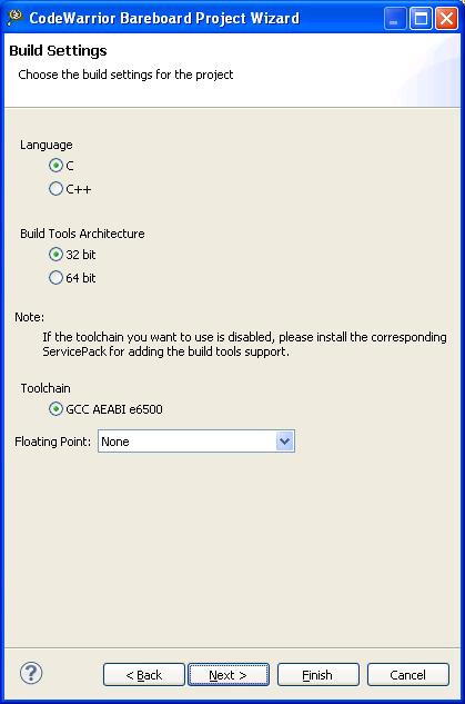 Build Settings Page l. Select a programming language, from the Language group.